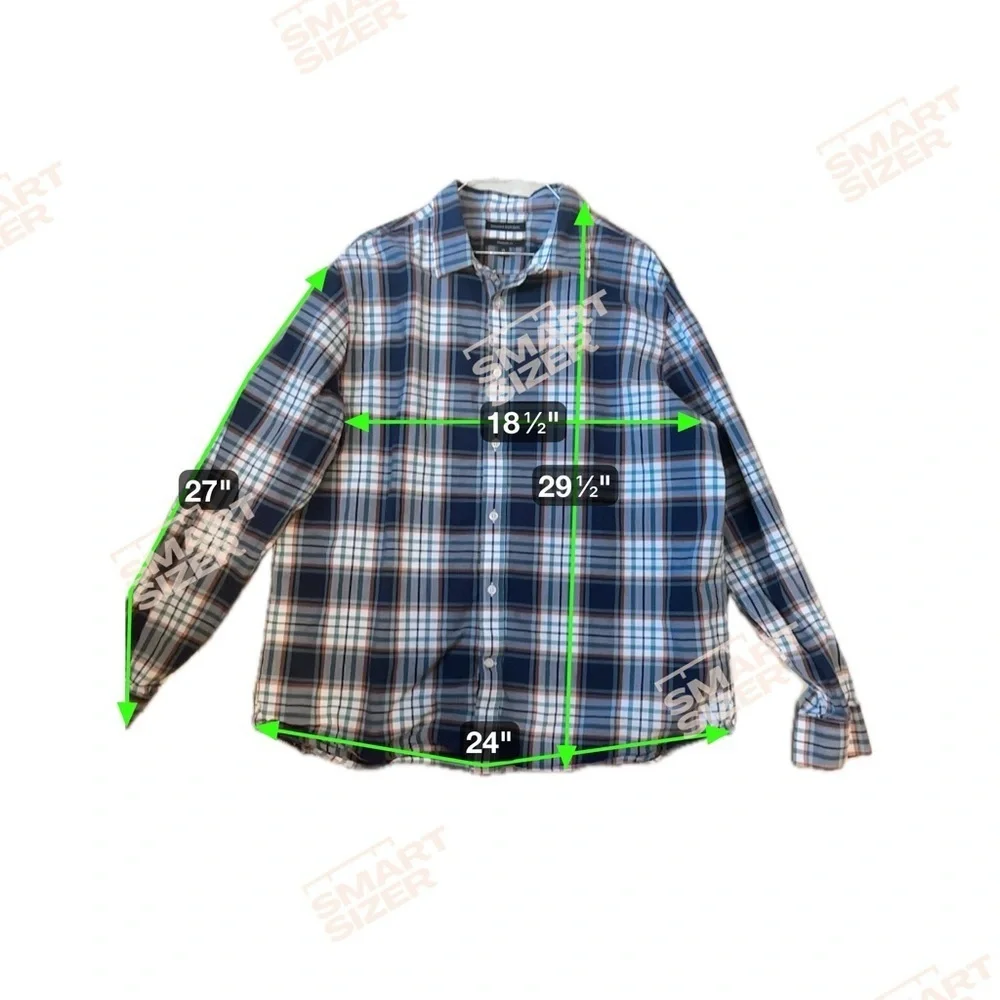 Banana Republic Navy & Rust Plaid Shirt XL